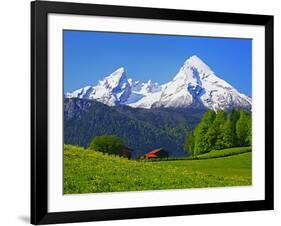 Cabin Below Watzmann Mountain in Bavarian Alps-Walter Geiersperger-Framed Photographic Print