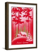 Cabin in the Woods, Red-null-Framed Art Print