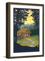 Cabin in the Woods-Lantern Press-Framed Art Print