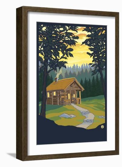 Cabin in the Woods-Lantern Press-Framed Art Print