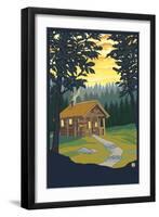 Cabin in the Woods-Lantern Press-Framed Art Print