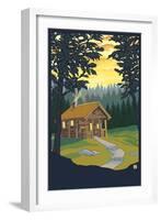 Cabin in the Woods-Lantern Press-Framed Art Print