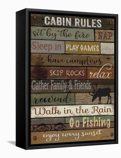 Cabin Rules On Wood,-Jean Plout-Framed Stretched Canvas