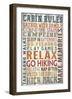 Cabin Rules Typography - Barnwood Painting-Lantern Press-Framed Art Print