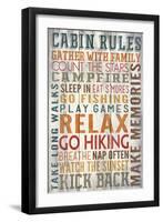 Cabin Rules Typography - Barnwood Painting-Lantern Press-Framed Art Print