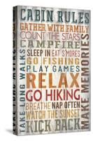 Cabin Rules Typography - Barnwood Painting-Lantern Press-Stretched Canvas