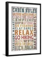 Cabin Rules Typography - Barnwood Painting-Lantern Press-Framed Art Print