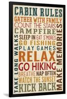 Cabin Rules Typography-Lantern Press-Framed Art Print