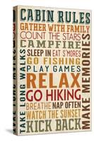 Cabin Rules Typography-Lantern Press-Stretched Canvas