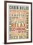 Cabin Rules Typography-Lantern Press-Framed Art Print