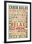 Cabin Rules Typography-Lantern Press-Framed Art Print