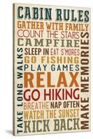 Cabin Rules Typography-Lantern Press-Stretched Canvas