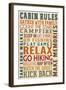 Cabin Rules Typography-Lantern Press-Framed Art Print