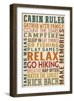 Cabin Rules Typography-Lantern Press-Framed Art Print