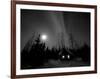 Cabin under Northern Lights and Full Moon, Northwest Territories, Canada March 2007-Eric Baccega-Framed Premium Photographic Print