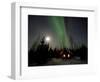 Cabin under Northern Lights and Full Moon, Northwest Territories, Canada March 2007-Eric Baccega-Framed Photographic Print