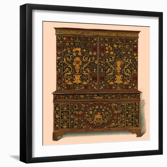 Cabinet press inlaid with marquetry, 1905-Shirley Slocombe-Framed Giclee Print