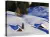 Cabins Nearly Covered in Snow in the German Alps-Walter Geiersperger-Stretched Canvas