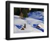 Cabins Nearly Covered in Snow in the German Alps-Walter Geiersperger-Framed Photographic Print