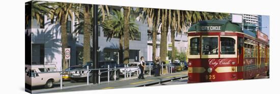 Cable Car Along a Road, City Circle Tram, Harbor Esplanade, Melbourne, Victoria, Australia-null-Stretched Canvas