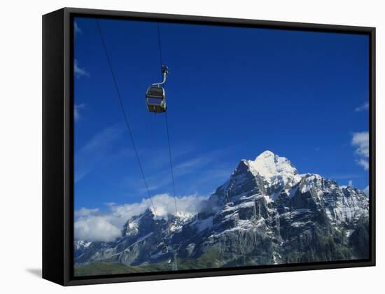 Cable Car and Mt Wetterhorn, Grindelwald, Bernese Oberland, Switzerland-Hans Peter Merten-Framed Stretched Canvas