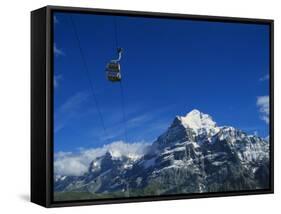 Cable Car and Mt Wetterhorn, Grindelwald, Bernese Oberland, Switzerland-Hans Peter Merten-Framed Stretched Canvas