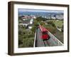 Cable Car and View over Wellington City and Harbour, North Island, New Zealand, Pacific-Nick Servian-Framed Photographic Print