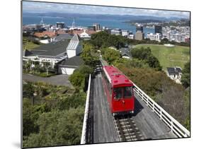Cable Car and View over Wellington City and Harbour, North Island, New Zealand, Pacific-Nick Servian-Mounted Photographic Print