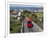 Cable Car and View over Wellington City and Harbour, North Island, New Zealand, Pacific-Nick Servian-Framed Photographic Print