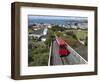 Cable Car and View over Wellington City and Harbour, North Island, New Zealand, Pacific-Nick Servian-Framed Photographic Print