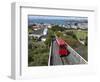 Cable Car and View over Wellington City and Harbour, North Island, New Zealand, Pacific-Nick Servian-Framed Photographic Print