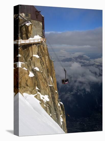 Cable Car Approaching Aiguille Du Midi Summit, Chamonix-Mont-Blanc, French Alps, France, Europe-Richardson Peter-Stretched Canvas