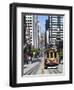 Cable Car Crossing California Street with Bay Bridge Backdrop in San Francisco, California, United-Gavin Hellier-Framed Photographic Print
