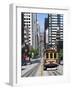 Cable Car Crossing California Street with Bay Bridge Backdrop in San Francisco, California, United-Gavin Hellier-Framed Photographic Print