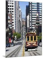 Cable Car Crossing California Street with Bay Bridge Backdrop in San Francisco, California, United-Gavin Hellier-Mounted Photographic Print