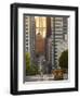 Cable Car Crossing California Street With Bay Bridge Backdrop in San Francisco, California, USA-Chuck Haney-Framed Premium Photographic Print