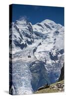 Cable Car in Front of Mt. Blanc from Mt. Brevent, Chamonix, Haute Savoie, Rhone Alpes, France-Jon Arnold-Stretched Canvas