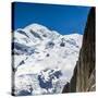 Cable Car in Front of Mt. Blanc from Mt. Brevent, Chamonix, Haute Savoie, Rhone Alpes, France-Jon Arnold-Stretched Canvas