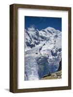 Cable Car in Front of Mt. Blanc from Mt. Brevent, Chamonix, Haute Savoie, Rhone Alpes, France-Jon Arnold-Framed Photographic Print