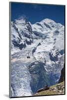 Cable Car in Front of Mt. Blanc from Mt. Brevent, Chamonix, Haute Savoie, Rhone Alpes, France-Jon Arnold-Mounted Photographic Print