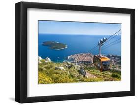 Cable car, Lokrum Island and Dubrovnik Old Town view, Dubrovnik, Dalmatian Coast, Croatia, Europe-Neale Clark-Framed Photographic Print