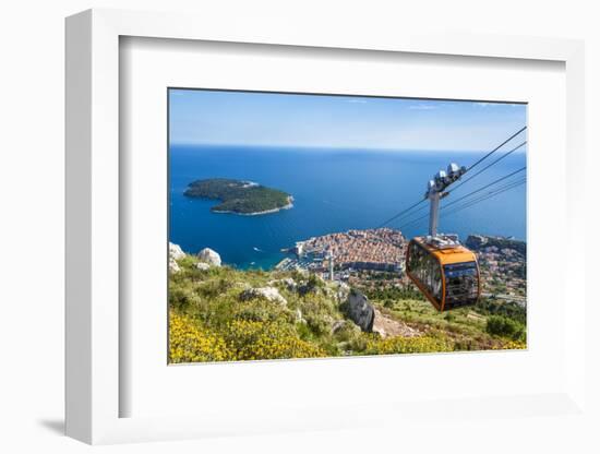 Cable car, Lokrum Island and Dubrovnik Old Town view, Dubrovnik, Dalmatian Coast, Croatia, Europe-Neale Clark-Framed Photographic Print