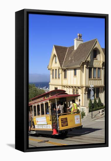 Cable Car on Hyde Street, San Francisco, California, United States of America, North America-Richard Cummins-Framed Stretched Canvas