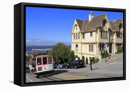 Cable Car on Hyde Street, San Francisco, California, United States of America, North America-Richard Cummins-Framed Stretched Canvas