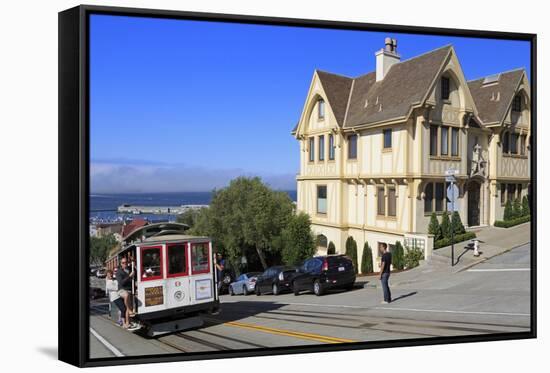 Cable Car on Hyde Street, San Francisco, California, United States of America, North America-Richard Cummins-Framed Stretched Canvas