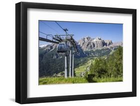 Cable Car on the Col Pradat, in the Valley Kolfuschg, Sella Behind, Dolomites, South Tyrol-Gerhard Wild-Framed Photographic Print