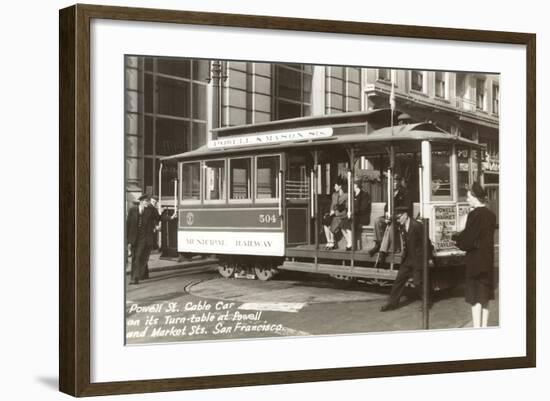 Cable Car on Turn Table, San Francisco, California-null-Framed Art Print