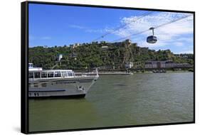 Cable Car to Fortress Ehrenbreitstein on Rhine River, Koblenz, Rhineland-Palatinate, Germany, Europ-Hans-Peter Merten-Framed Stretched Canvas