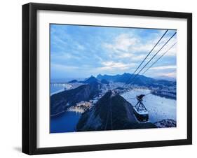 Cable Car to Sugarloaf Mountain at twilight, Rio de Janeiro, Brazil, South America-Karol Kozlowski-Framed Photographic Print
