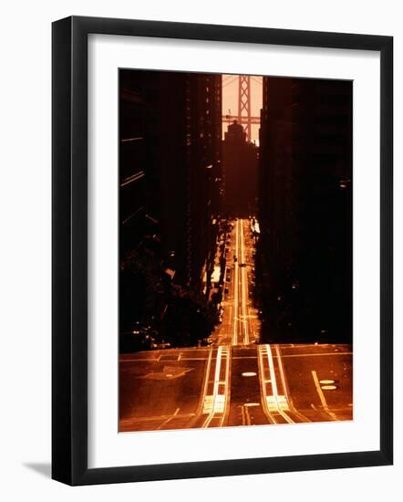 Cable Car Tracks on California Street, San Francisco, U.S.A.-Thomas Winz-Framed Photographic Print